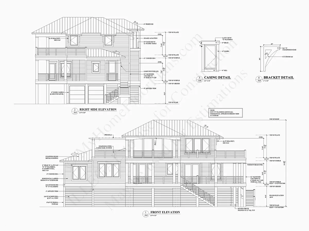 Fasādes 20 – Trīsstāvu mājas projekts 275 m²: 4 Guļamistabas, 6 Vannasistabas, Atvērta virtuve, Garāža — 74147R