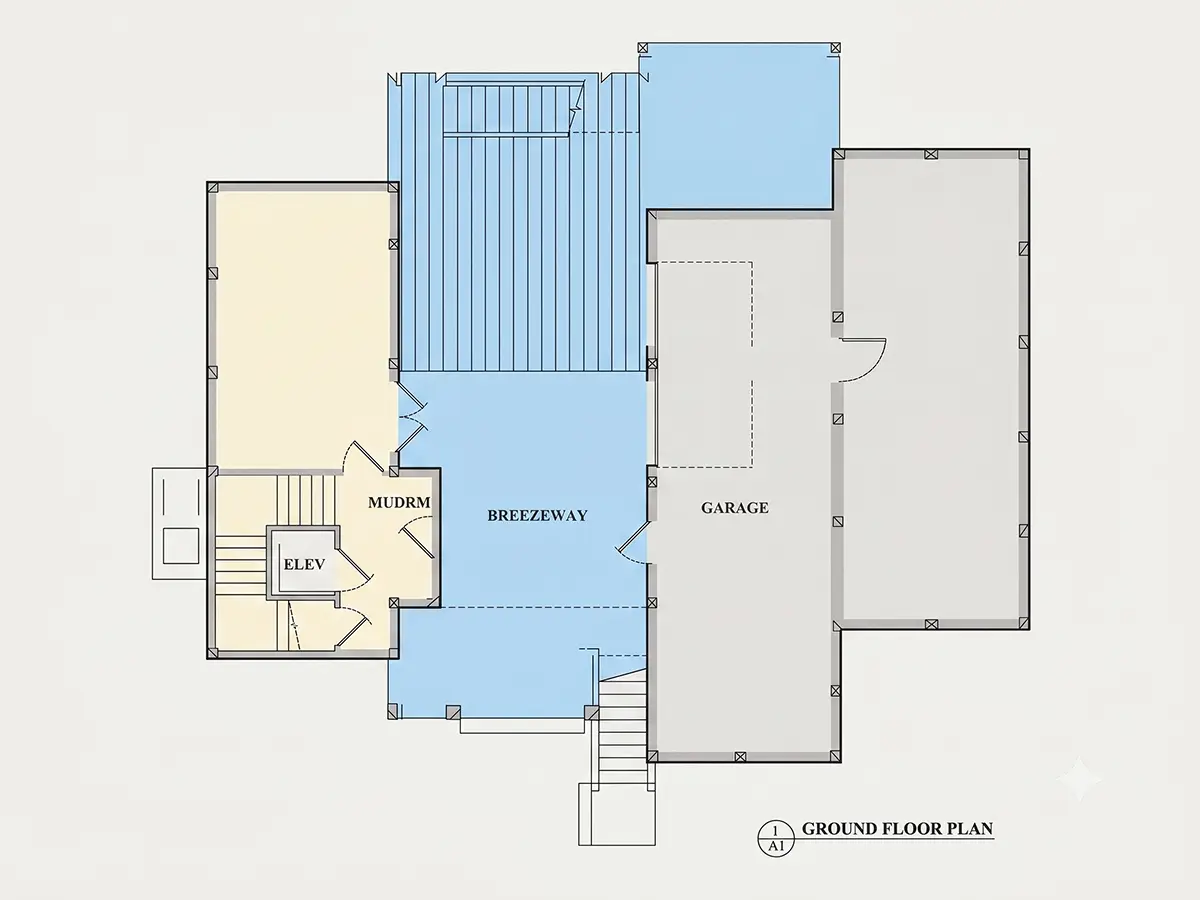 Pagrabs 11 – Trīsstāvu mājas projekts 285 m²: 4 Guļamistabas, 5 Vannasistabas, Atvērta virtuve, Garāža — 89056R
