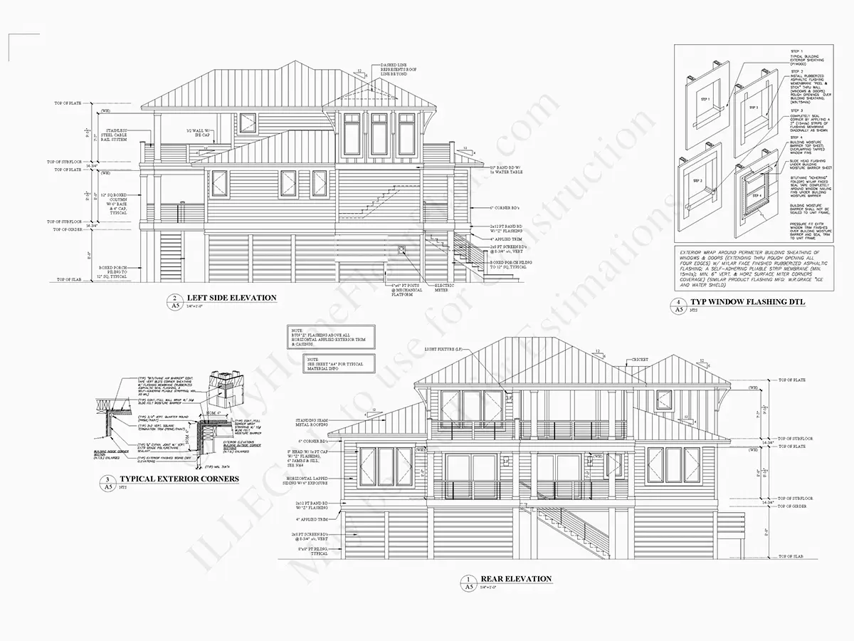 Fasādes 10 – Trīsstāvu mājas projekts 285 m²: 4 Guļamistabas, 5 Vannasistabas, Atvērta virtuve, Garāža — 89056R