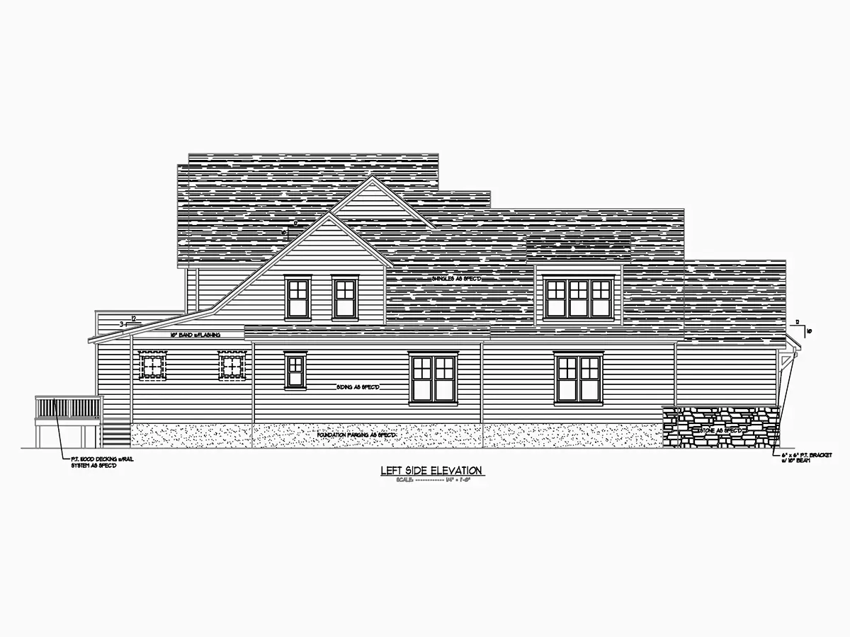 Fasādes 25 – Mājas projekts ar mansardu 403 m²: 3 Guļamistabas, Darba istaba, 5 Vannasistabas, Atvērta virtuve, Garāža — 40137R