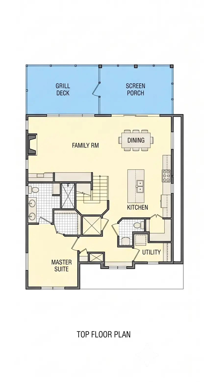 2. stāvs 13 – Trīsstāvu mājas projekts 255 m²: 4 Guļamistabas, 5 Vannasistabas, Atvērta virtuve, Garāža — 44965R