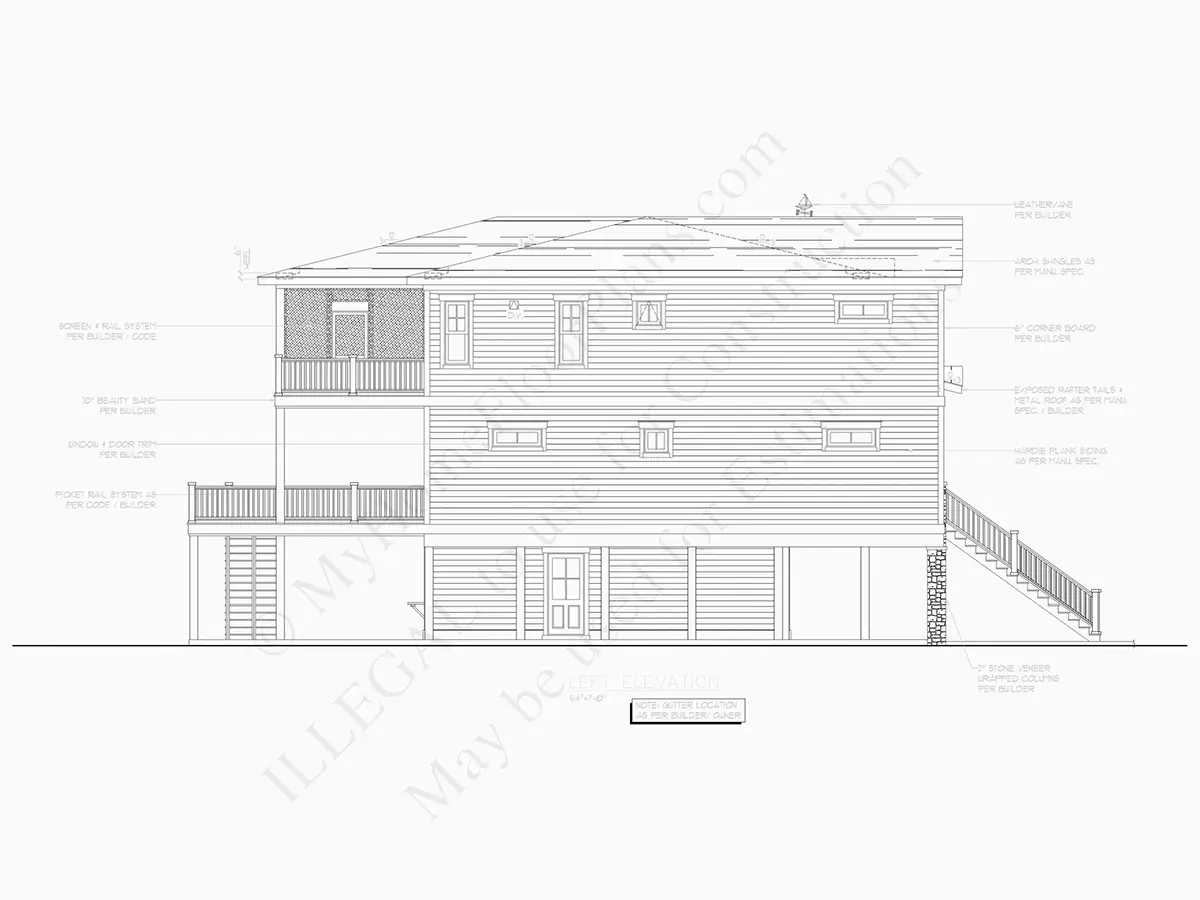 Fasādes 7 – Trīsstāvu mājas projekts 255 m²: 4 Guļamistabas, 5 Vannasistabas, Atvērta virtuve, Garāža — 44965R