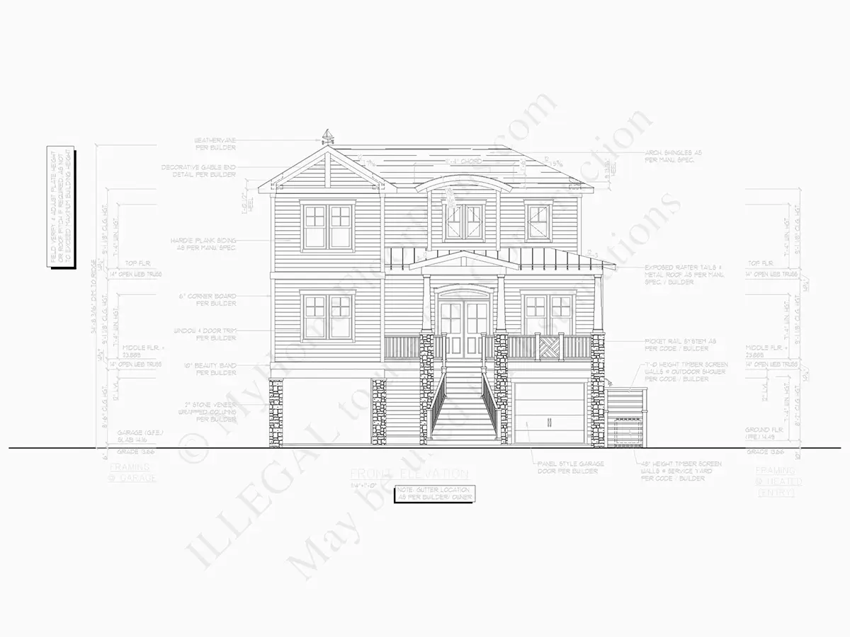 Fasādes 10 – Trīsstāvu mājas projekts 255 m²: 4 Guļamistabas, 5 Vannasistabas, Atvērta virtuve, Garāža — 44965R