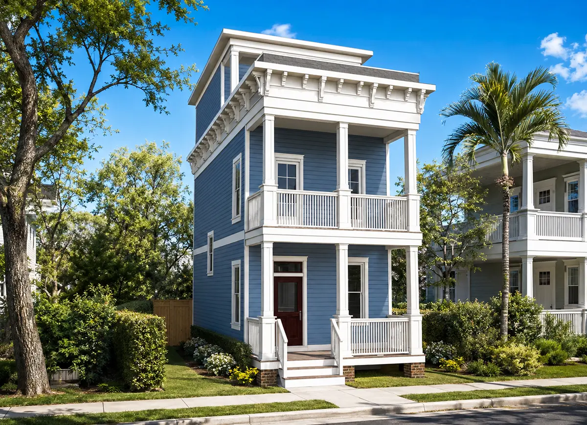 Galvenie attēli 3 – Trīsstāvu mājas projekts 117 m²: 2 Guļamistabas, 4 Vannasistabas, Atvērta virtuve, bez Garāžas — 15659R