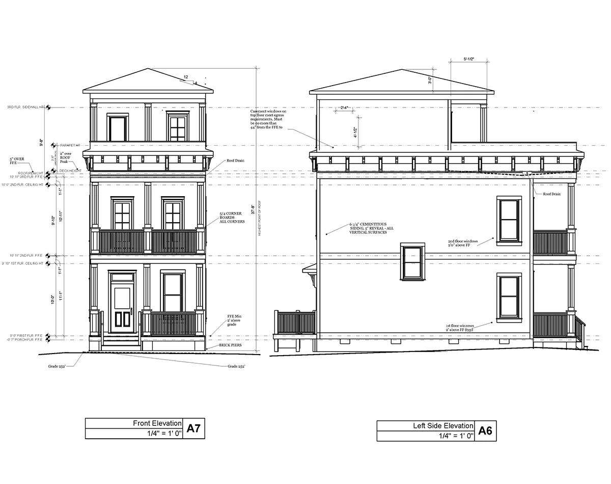 Fasādes 7 – Trīsstāvu mājas projekts 117 m²: 2 Guļamistabas, 4 Vannasistabas, Atvērta virtuve, bez Garāžas — 15659R