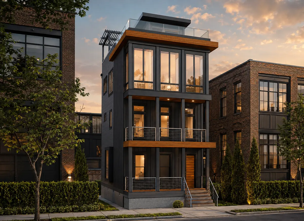 Galvenie attēli 2 – Trīsstāvu mājas projekts 211 m²: 3 Guļamistabas, Darba istaba, 3 Vannasistabas, Atvērta virtuve, bez Garāžas — 40783R