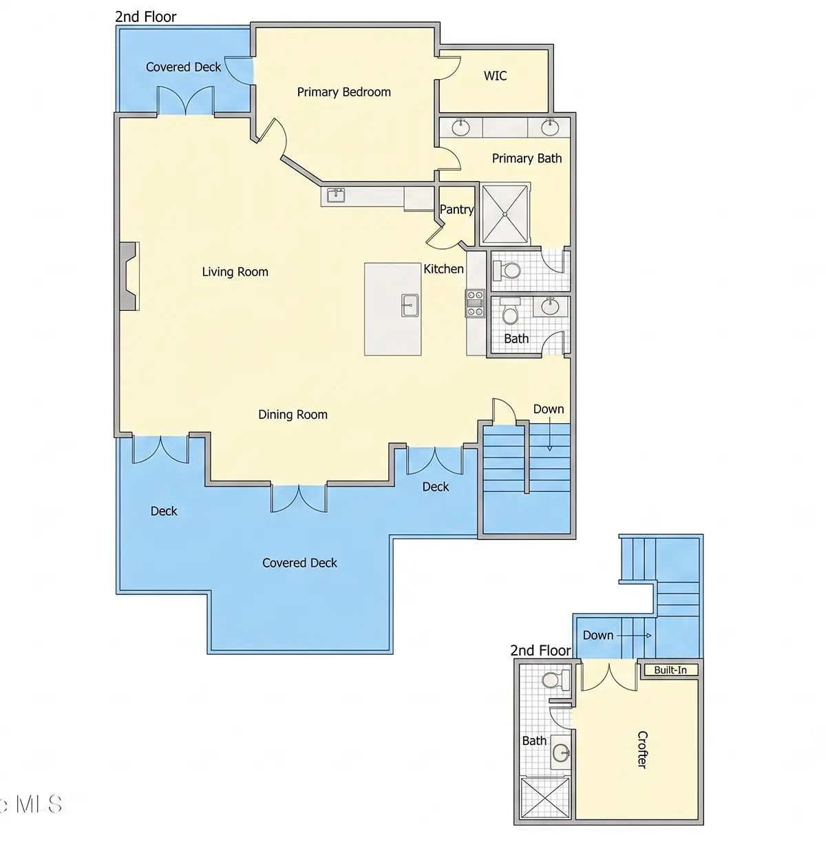 2. stāvs 1 – Divstāvu mājas projekts 265 m²: 5 Guļamistabas, 6 Vannasistabas, Atvērta virtuve, Garāža — 11745R
