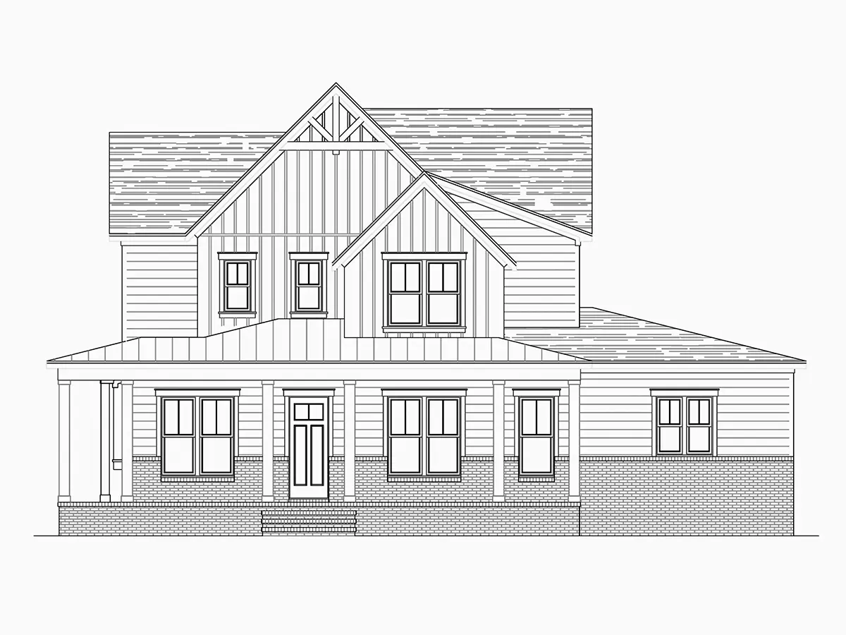 Fasādes 7 – Divstāvu mājas projekts 375 m²: 4 Guļamistabas, Darba istaba, 6 Vannasistabas, Atvērta virtuve, Garāža — 79750R