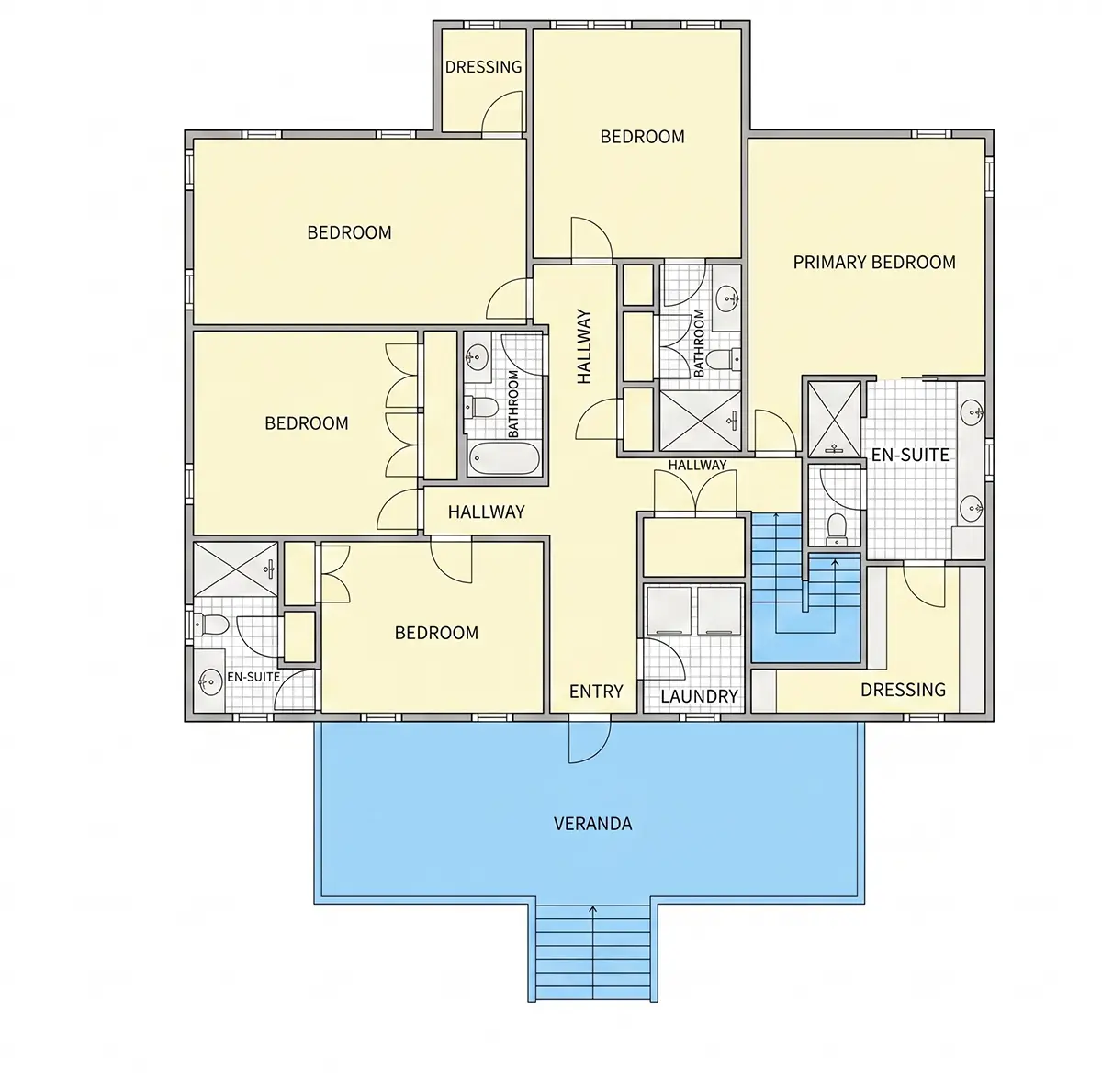 1. stāvs 20 – Trīsstāvu mājas projekts 281 m²: 5 Guļamistabas, 5 Vannasistabas, Atvērta virtuve, bez Garāžas — 13197R