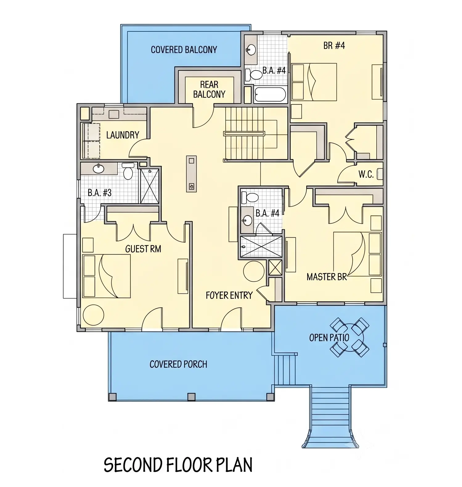 2. stāvs 27 – Trīsstāvu mājas projekts 473 m²: 5 Guļamistabas, 5 Vannasistabas, Atvērta virtuve, Garāža — 67090R