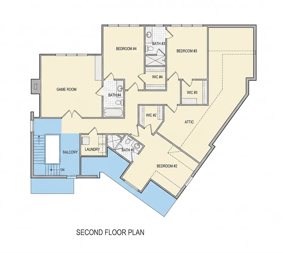 2. stāvs 9 – Mājas projekts ar mansardu 357 m²: 4 Guļamistabas, 5 Vannasistabas, Atvērta virtuve, Garāža — 72099R