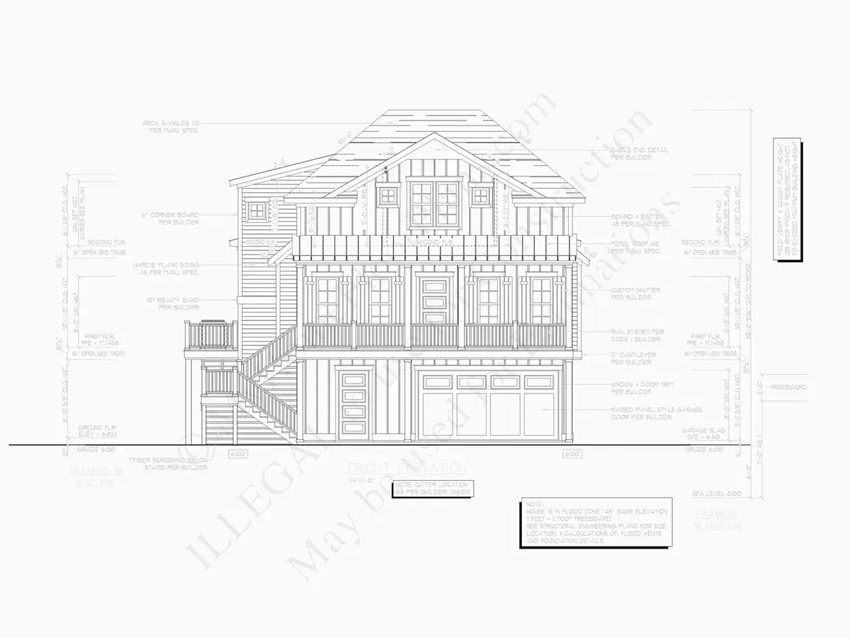 Fasādes 5 – Trīsstāvu mājas projekts 203 m²: 3 Guļamistabas, 2 Vannasistabas, Atvērta virtuve, Garāža — 37724R