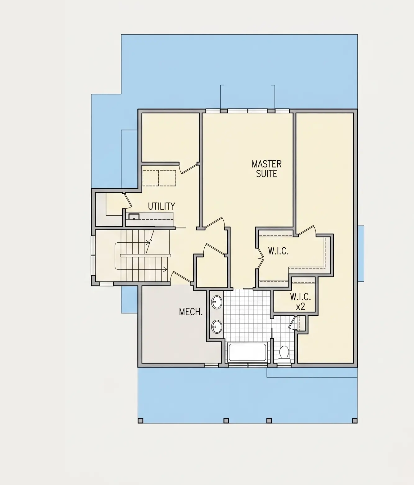 2. stāvs 11 – Trīsstāvu mājas projekts 203 m²: 3 Guļamistabas, 2 Vannasistabas, Atvērta virtuve, Garāža — 37724R