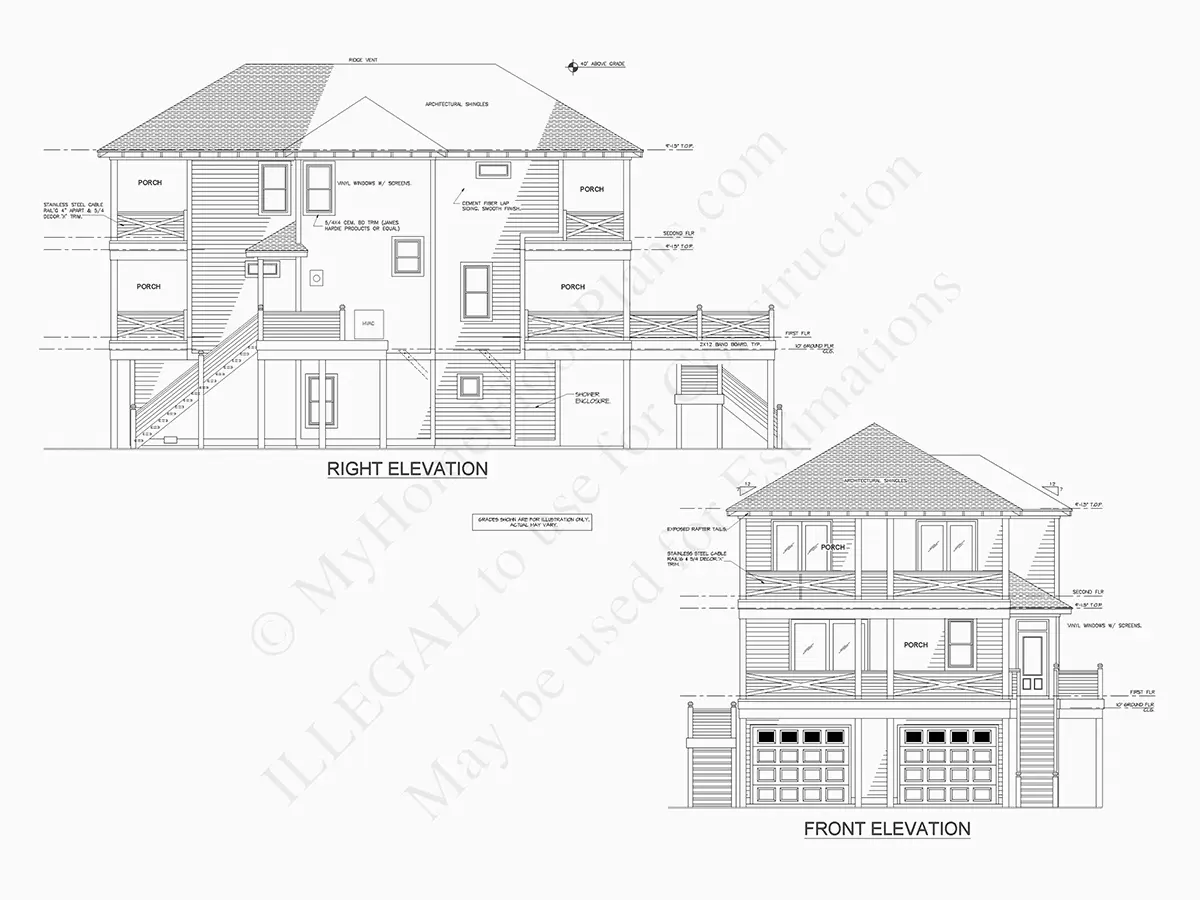 Fasādes 9 – Trīsstāvu mājas projekts 218 m²: 4 Guļamistabas, 4 Vannasistabas, Atvērta virtuve, Garāža — 46204R