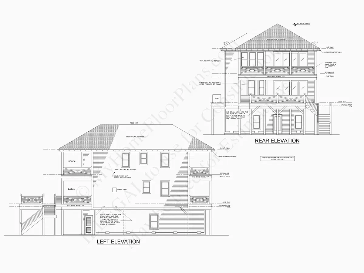 Fasādes 10 – Trīsstāvu mājas projekts 218 m²: 4 Guļamistabas, 4 Vannasistabas, Atvērta virtuve, Garāža — 46204R