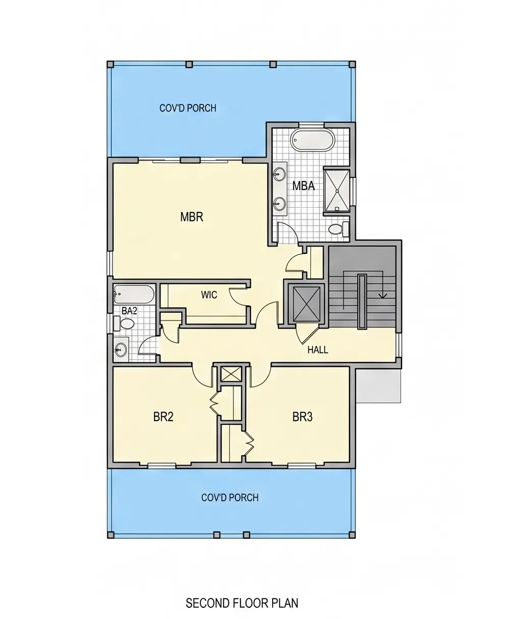 2. stāvs 13 – Trīsstāvu mājas projekts 218 m²: 4 Guļamistabas, 4 Vannasistabas, Atvērta virtuve, Garāža — 46204R