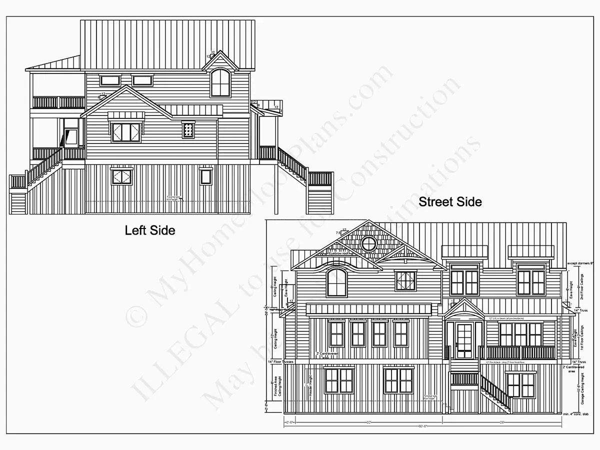 Fasādes 7 – Trīsstāvu mājas projekts 378 m²: 5 Guļamistabas, Darba istaba, 6 Vannasistabas, Atvērta virtuve, Garāža — 11942R