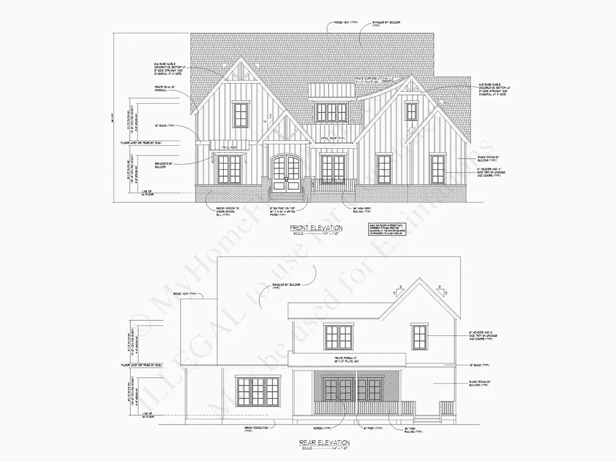 Fasādes 19 – Mājas projekts ar mansardu 425 m²: 4 Guļamistabas, 4 Vannasistabas, Atvērta virtuve, Garāža — 73643R