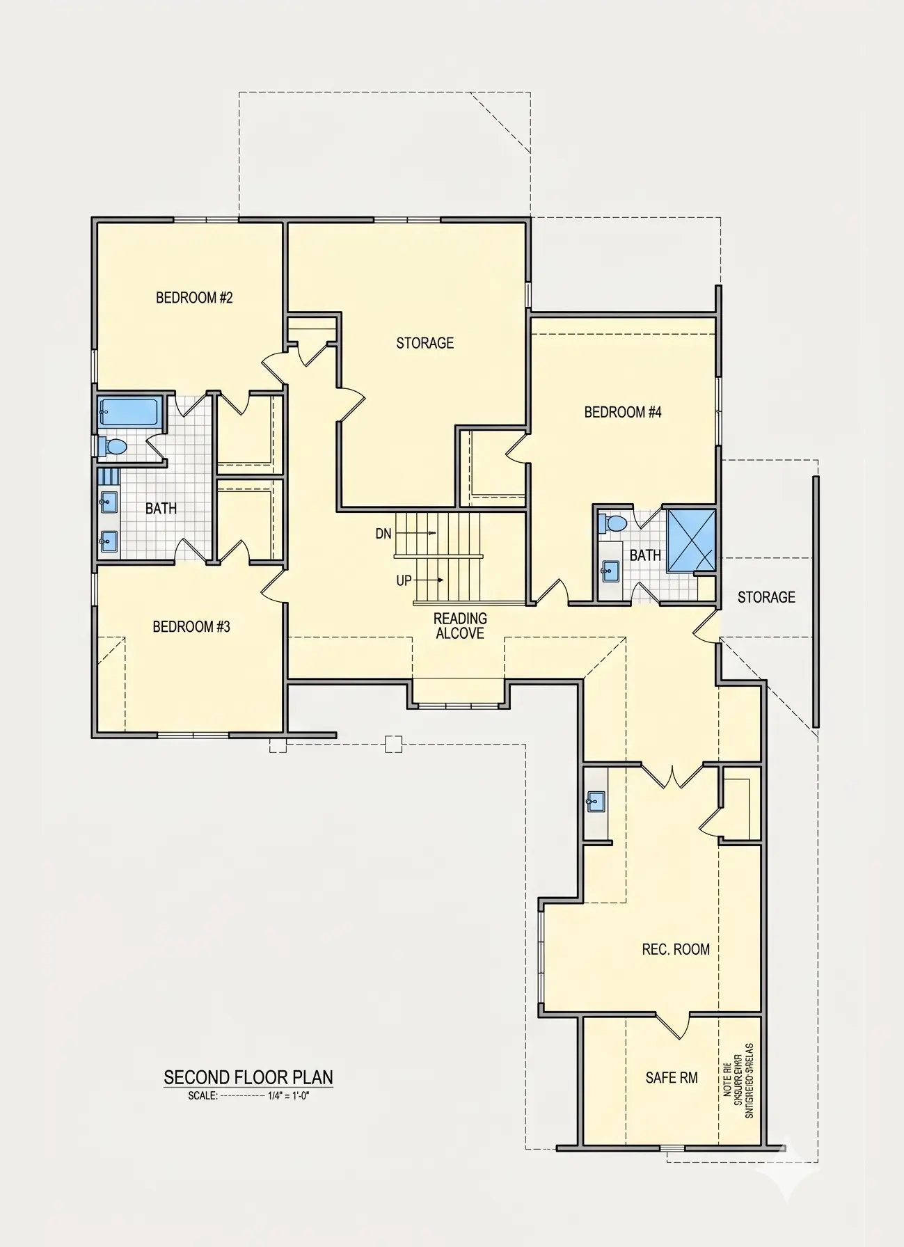 2. stāvs 22 – Mājas projekts ar mansardu 425 m²: 4 Guļamistabas, 4 Vannasistabas, Atvērta virtuve, Garāža — 73643R