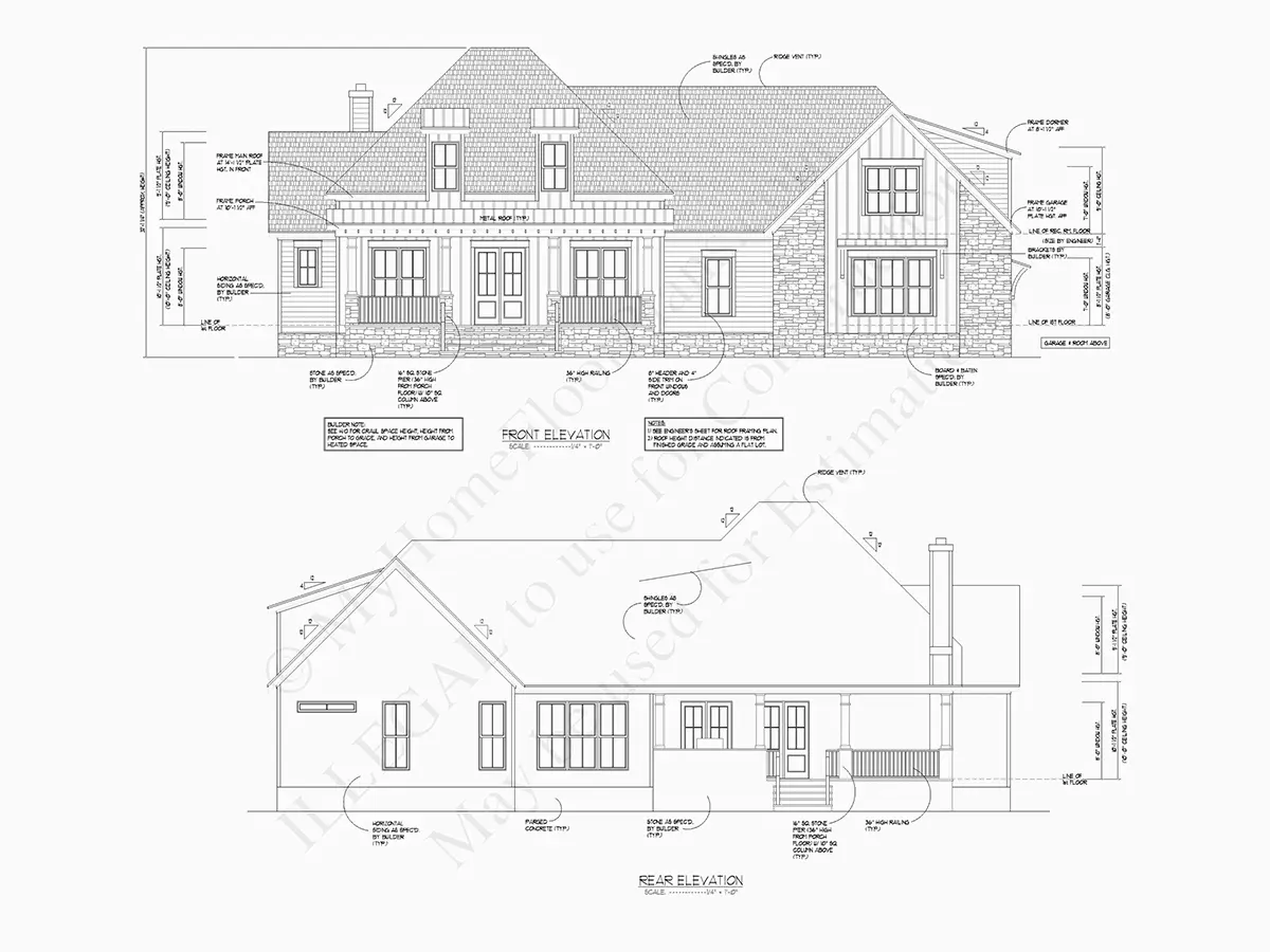 Fasādes 10 – Mājas projekts ar mansardu 317 m²: 4 Guļamistabas, Darba istaba, 4 Vannasistabas, Atvērta virtuve, Garāža — 29008R