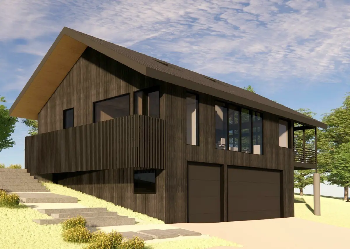 Galvenie attēli 3 – Divstāvu mājas projekts 113 m²: 2 Guļamistabas, 2 Vannasistabas, Atvērta virtuve, Garāža — 65832R