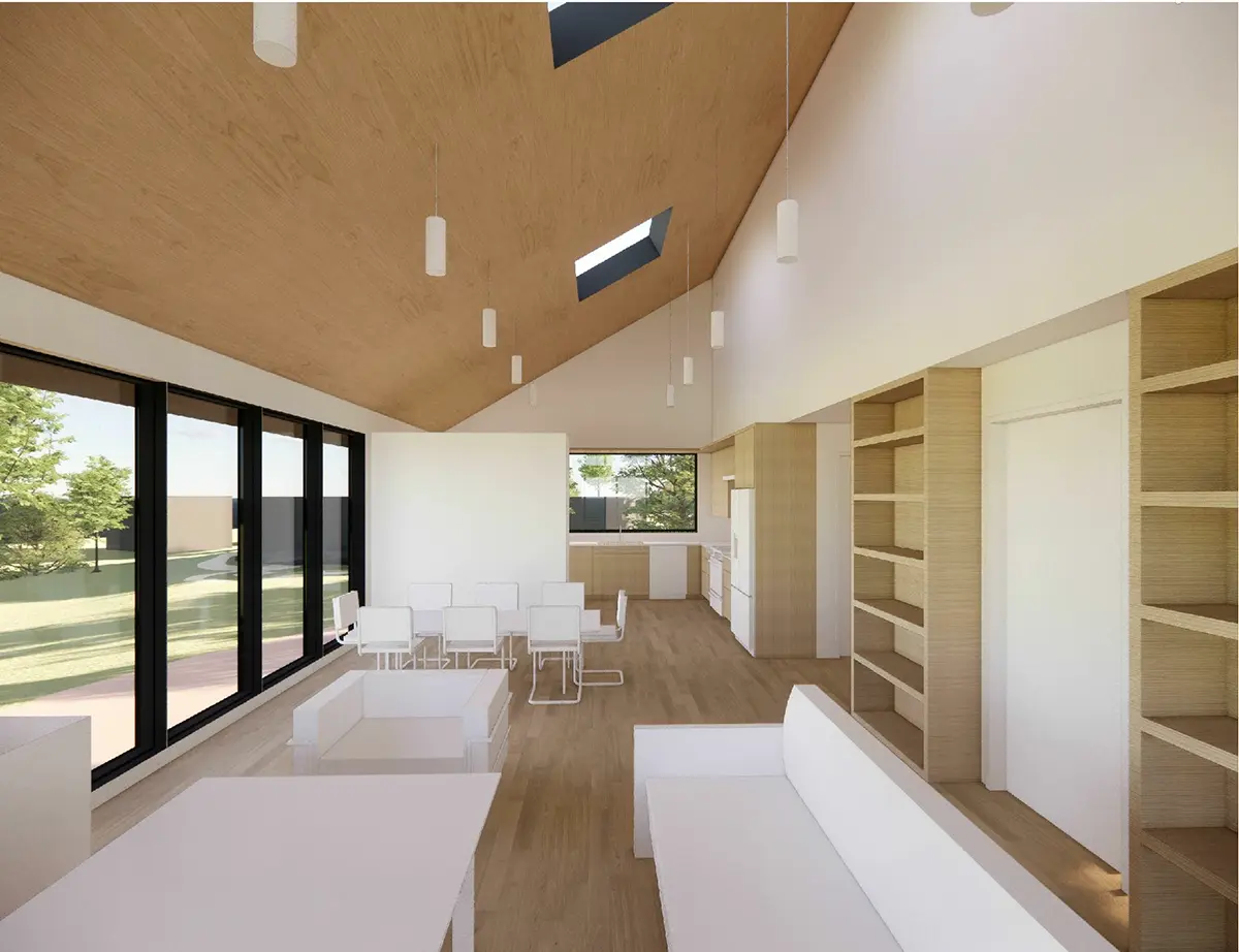 Interjers 9 – Divstāvu mājas projekts 113 m²: 2 Guļamistabas, 2 Vannasistabas, Atvērta virtuve, Garāža — 65832R