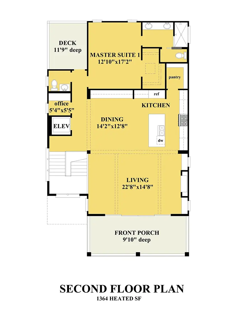 2. stāvs 12 – Trīsstāvu mājas projekts 300 m²: 5 Guļamistabas, 5 Vannasistabas, Atvērta virtuve, Garāža — 57154R
