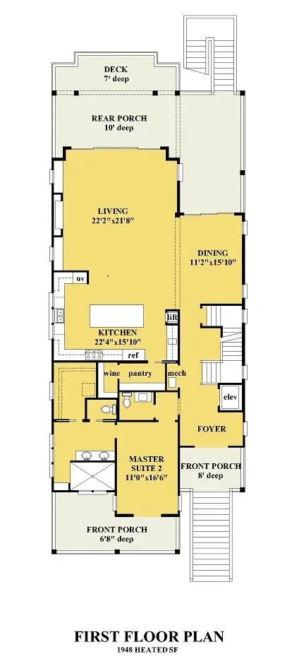 1. stāvs 8 – Trīsstāvu mājas projekts 383 m²: 5 Guļamistabas, 5 Vannasistabas, Atvērta virtuve, Garāža — 26386R