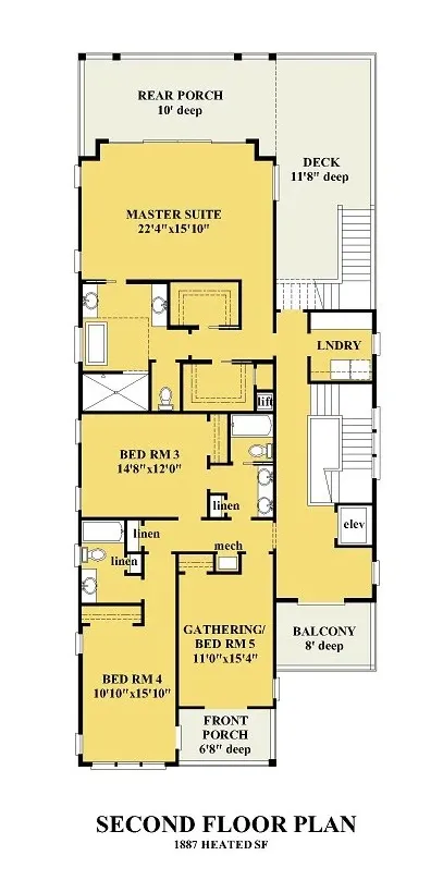 2. stāvs 9 – Trīsstāvu mājas projekts 383 m²: 5 Guļamistabas, 5 Vannasistabas, Atvērta virtuve, Garāža — 26386R