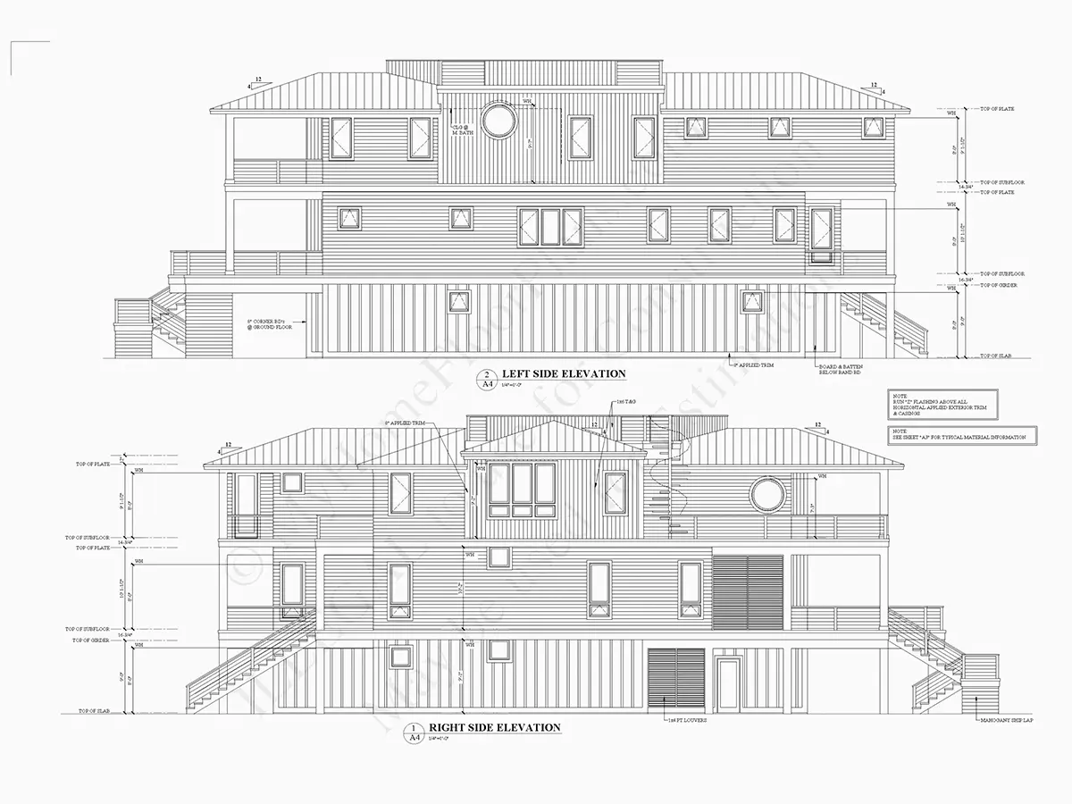 Fasādes 5 – Trīsstāvu mājas projekts 383 m²: 5 Guļamistabas, 5 Vannasistabas, Atvērta virtuve, Garāža — 26386R