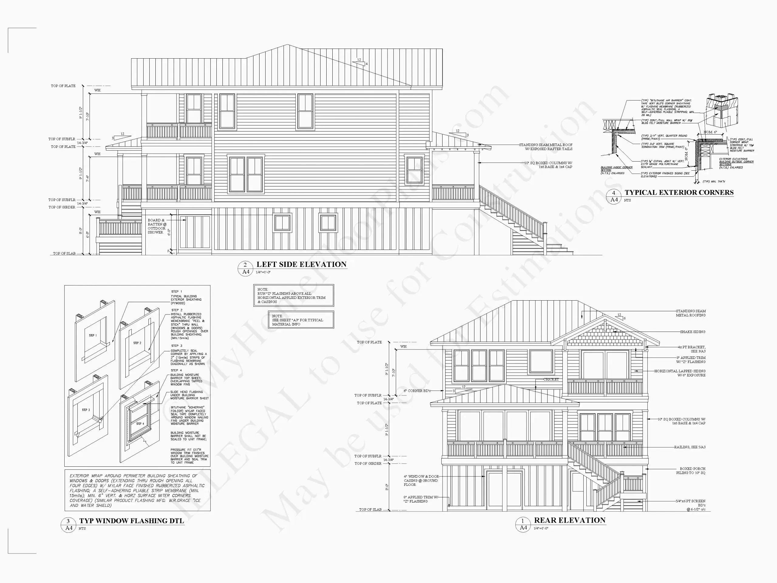 Fasādes 5 – Trīsstāvu mājas projekts 318 m²: 4 Guļamistabas, 4 Vannasistabas, Atvērta virtuve, Garāža — 35755R