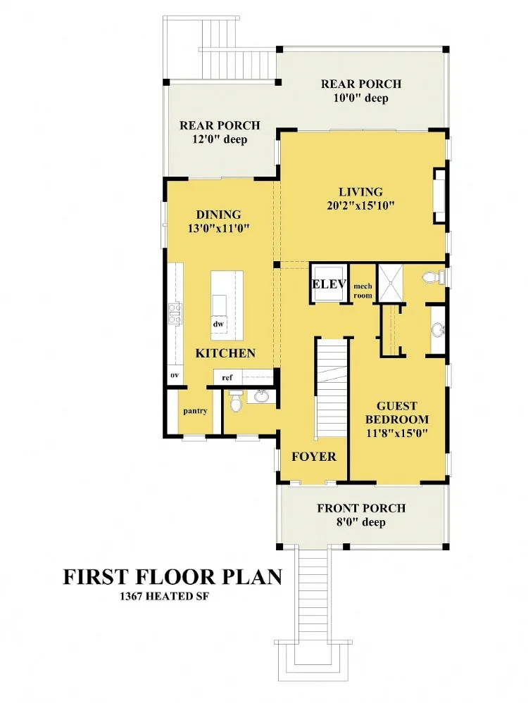 1. stāvs 7 – Trīsstāvu mājas projekts 318 m²: 4 Guļamistabas, 4 Vannasistabas, Atvērta virtuve, Garāža — 35755R