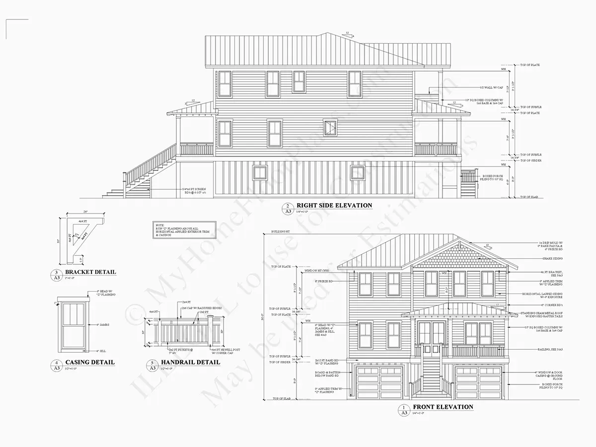 Fasādes 4 – Trīsstāvu mājas projekts 318 m²: 4 Guļamistabas, 4 Vannasistabas, Atvērta virtuve, Garāža — 35755R