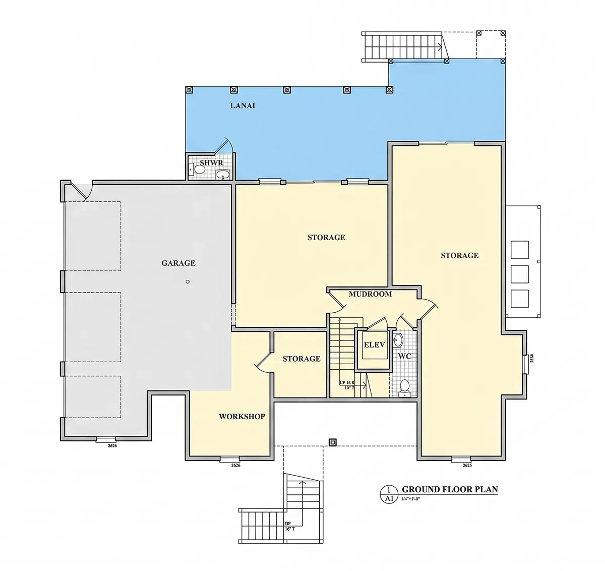 Pagrabs 9 – Trīsstāvu mājas projekts 377 m²: 4 Guļamistabas, Darba istaba, 5 Vannasistabas, Garāža — 89611R