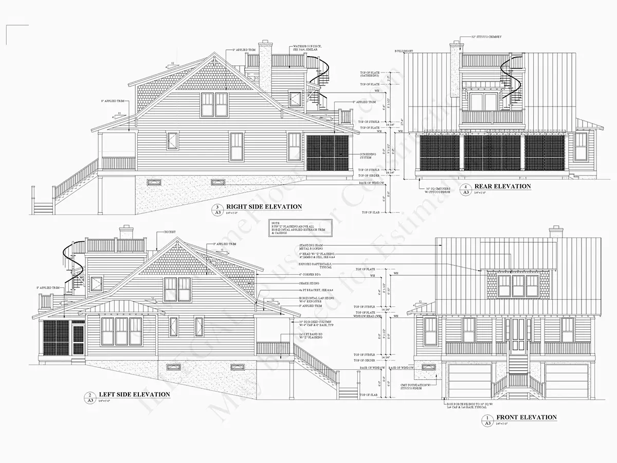 Fasādes 6 – Trīsstāvu mājas projekts 206 m²: 4 Guļamistabas, 3 Vannasistabas, Atvērta virtuve, Garāža — 22659R