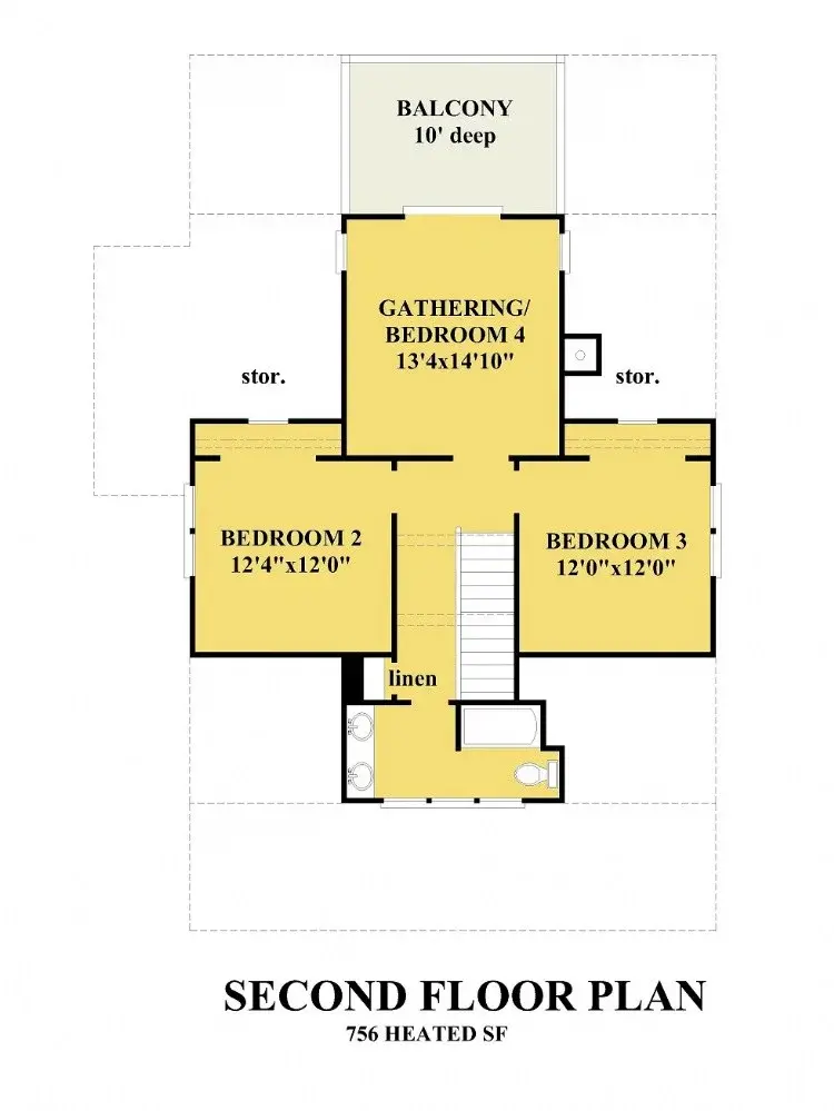 2. stāvs 9 – Trīsstāvu mājas projekts 206 m²: 4 Guļamistabas, 3 Vannasistabas, Atvērta virtuve, Garāža — 22659R
