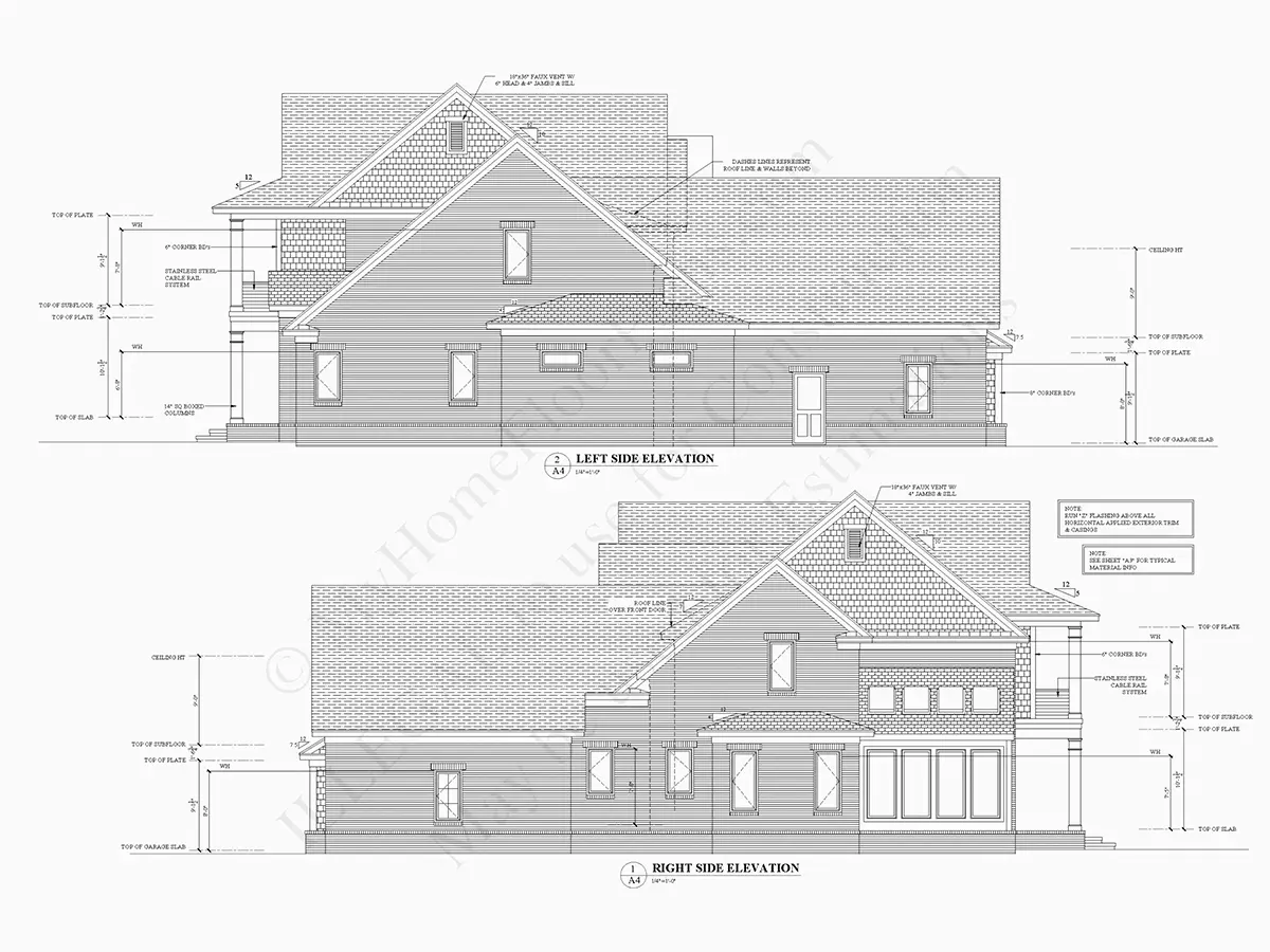 Fasādes 8 – Mājas projekts ar mansardu 480 m²: 4 Guļamistabas, Darba istaba, 7 Vannasistabas, Atvērta virtuve, Garāža — 22786R
