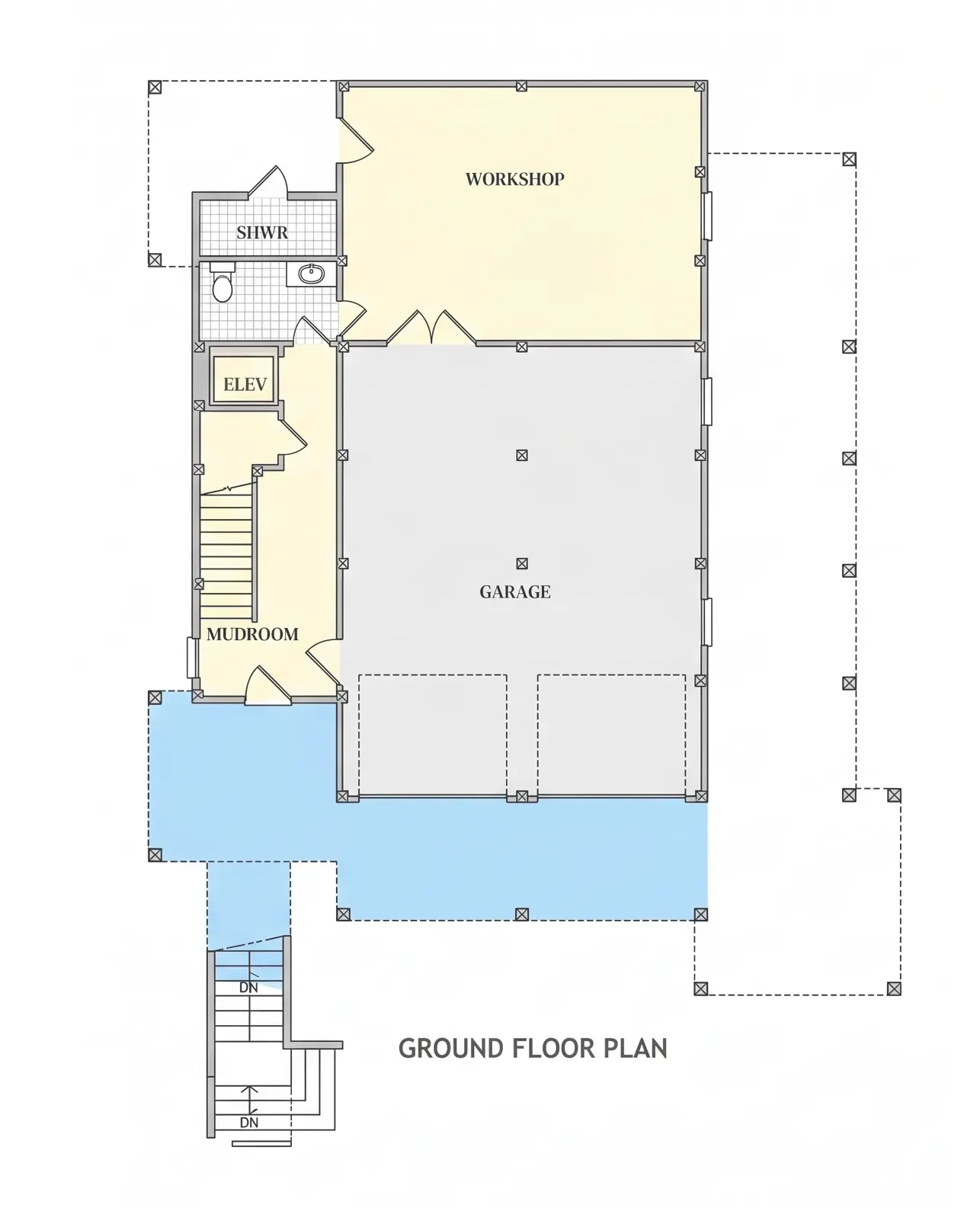 Pagrabs 7 – Trīsstāvu mājas projekts 379 m²: 3 Guļamistabas, Darba istaba, 6 Vannasistabas, Atvērta virtuve, Garāža — 85789R