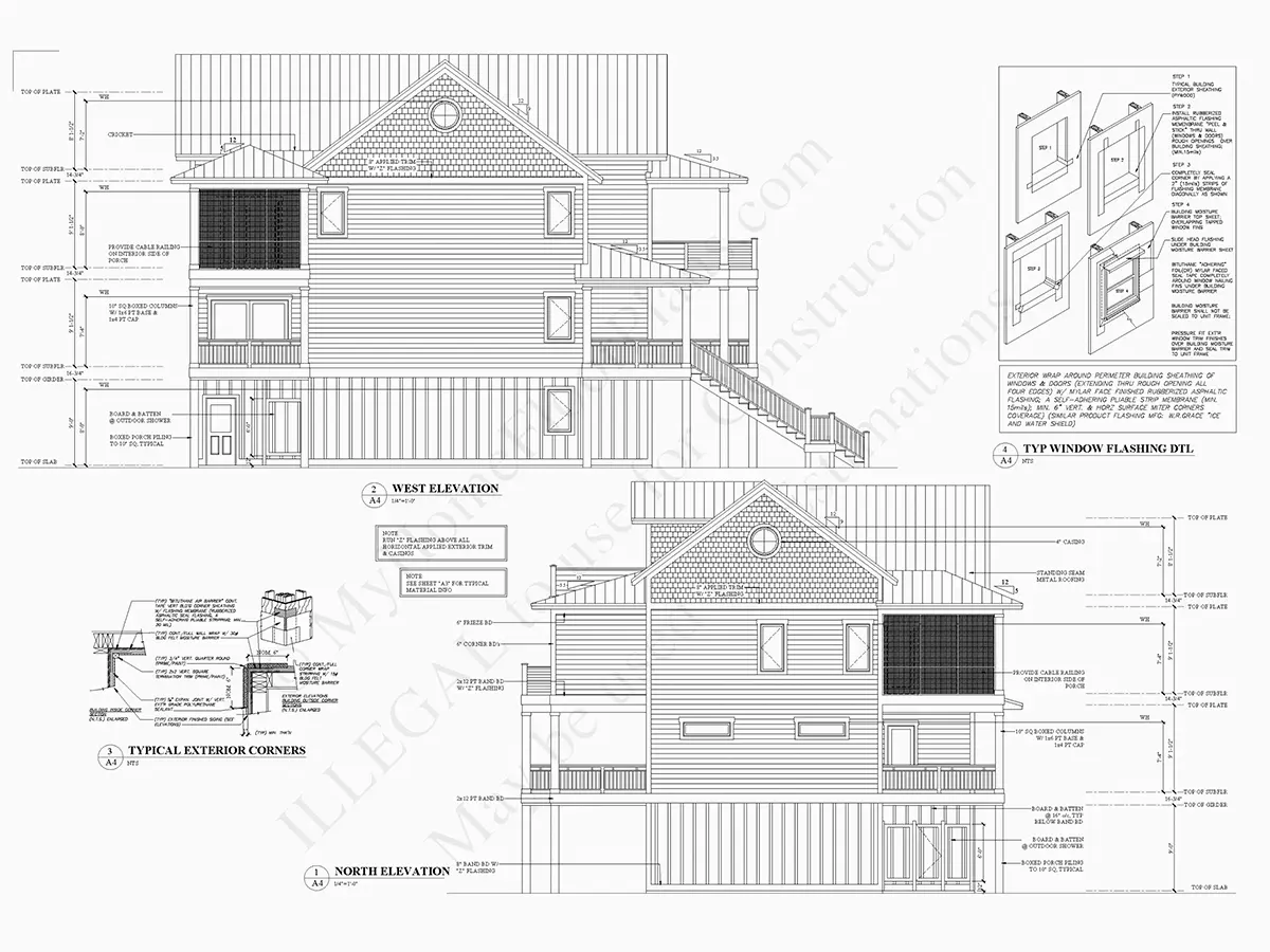 Fasādes 6 – Trīsstāvu mājas projekts 379 m²: 3 Guļamistabas, Darba istaba, 6 Vannasistabas, Atvērta virtuve, Garāža — 85789R