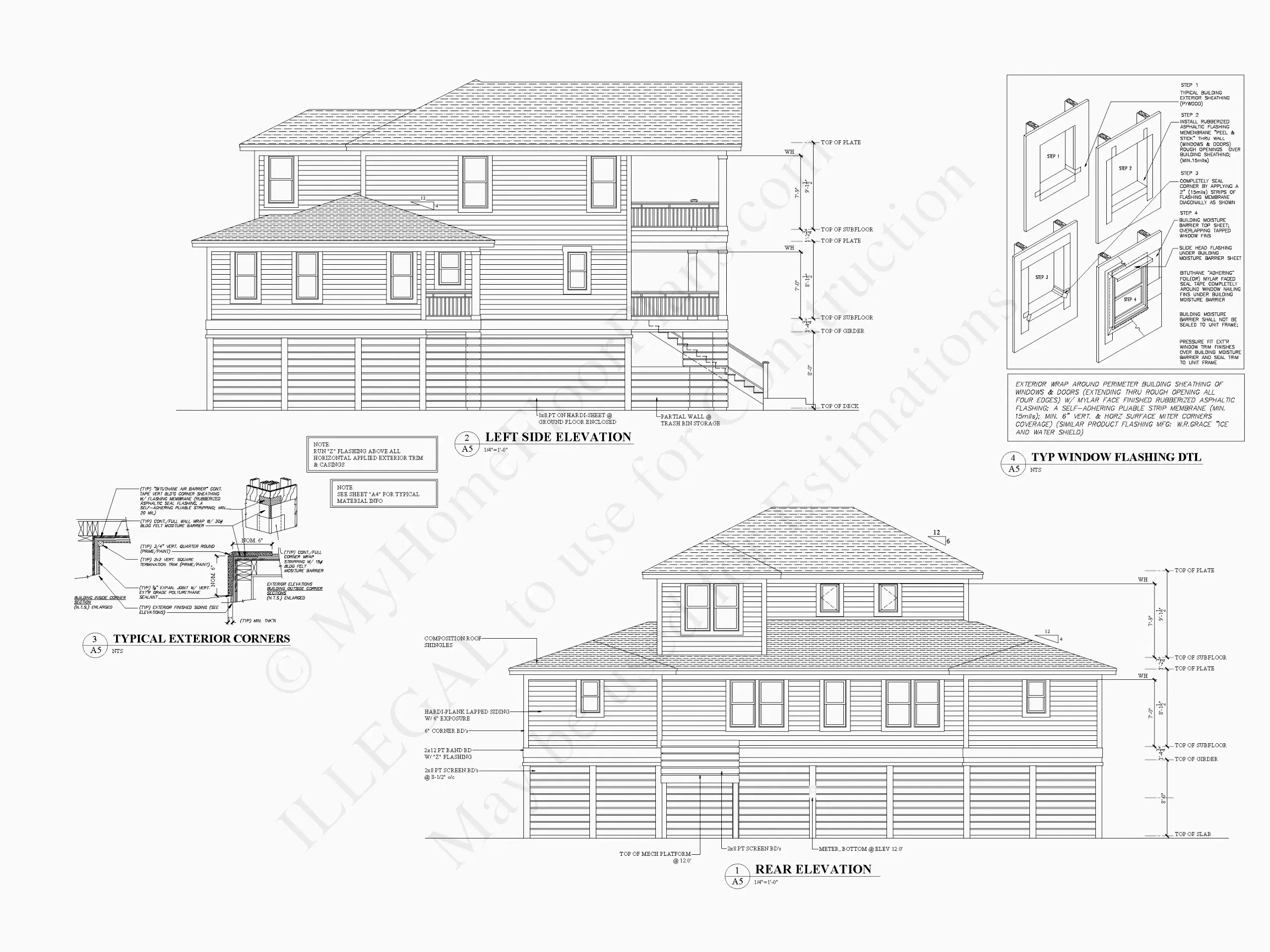 Fasādes 6 – Trīsstāvu mājas projekts 273 m²: 5 Guļamistabas, Darba istaba, 5 Vannasistabas, Atvērta virtuve, Garāža — 98339R