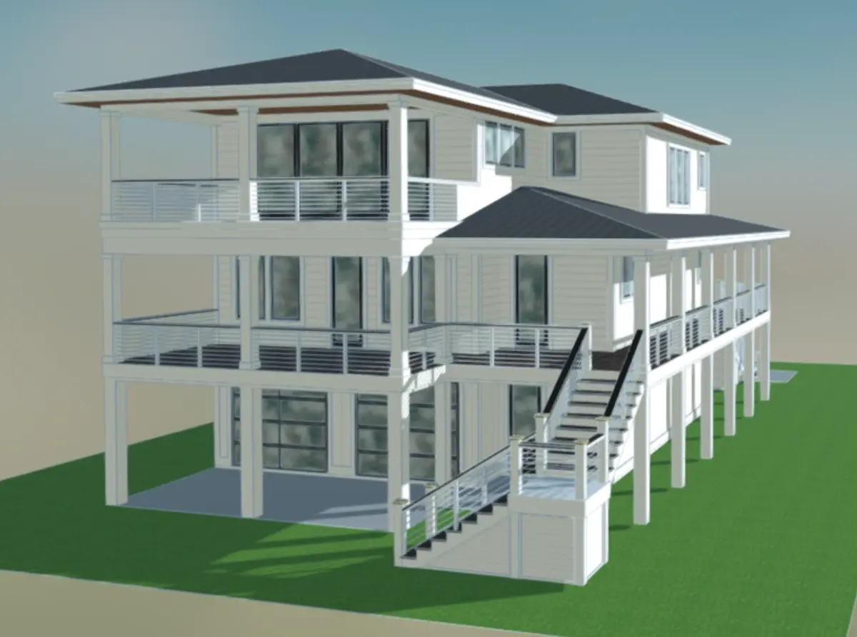Galvenie attēli 7 – Trīsstāvu mājas projekts 279 m²: 4 Guļamistabas, Darba istaba, 5 Vannasistabas, Atvērta virtuve, Garāža — 21358R