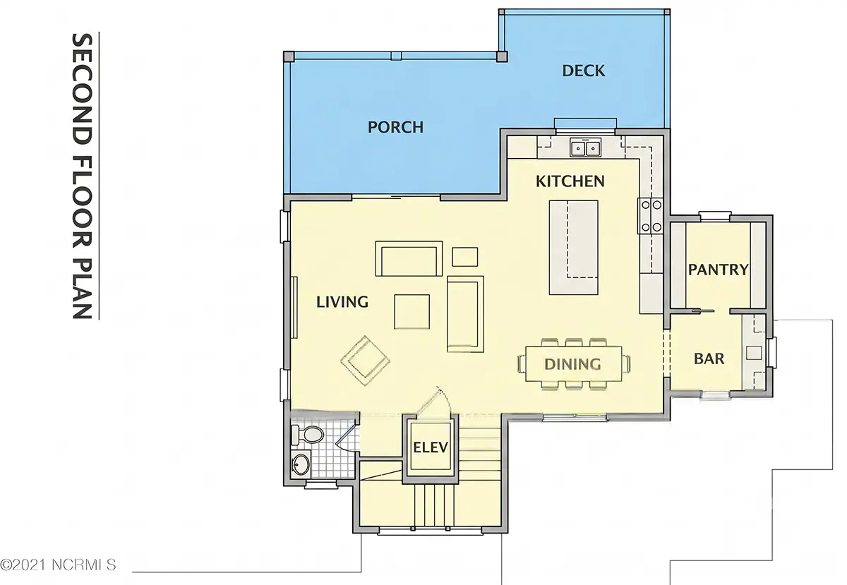 2. stāvs 20 – Trīsstāvu mājas projekts 301 m²: 4 Guļamistabas, 4 Vannasistabas, Atvērta virtuve, Garāža — 87724R