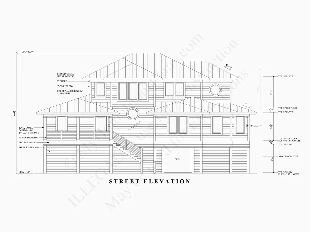 Fasādes 14 – Trīsstāvu mājas projekts 301 m²: 4 Guļamistabas, 4 Vannasistabas, Atvērta virtuve, Garāža — 87724R