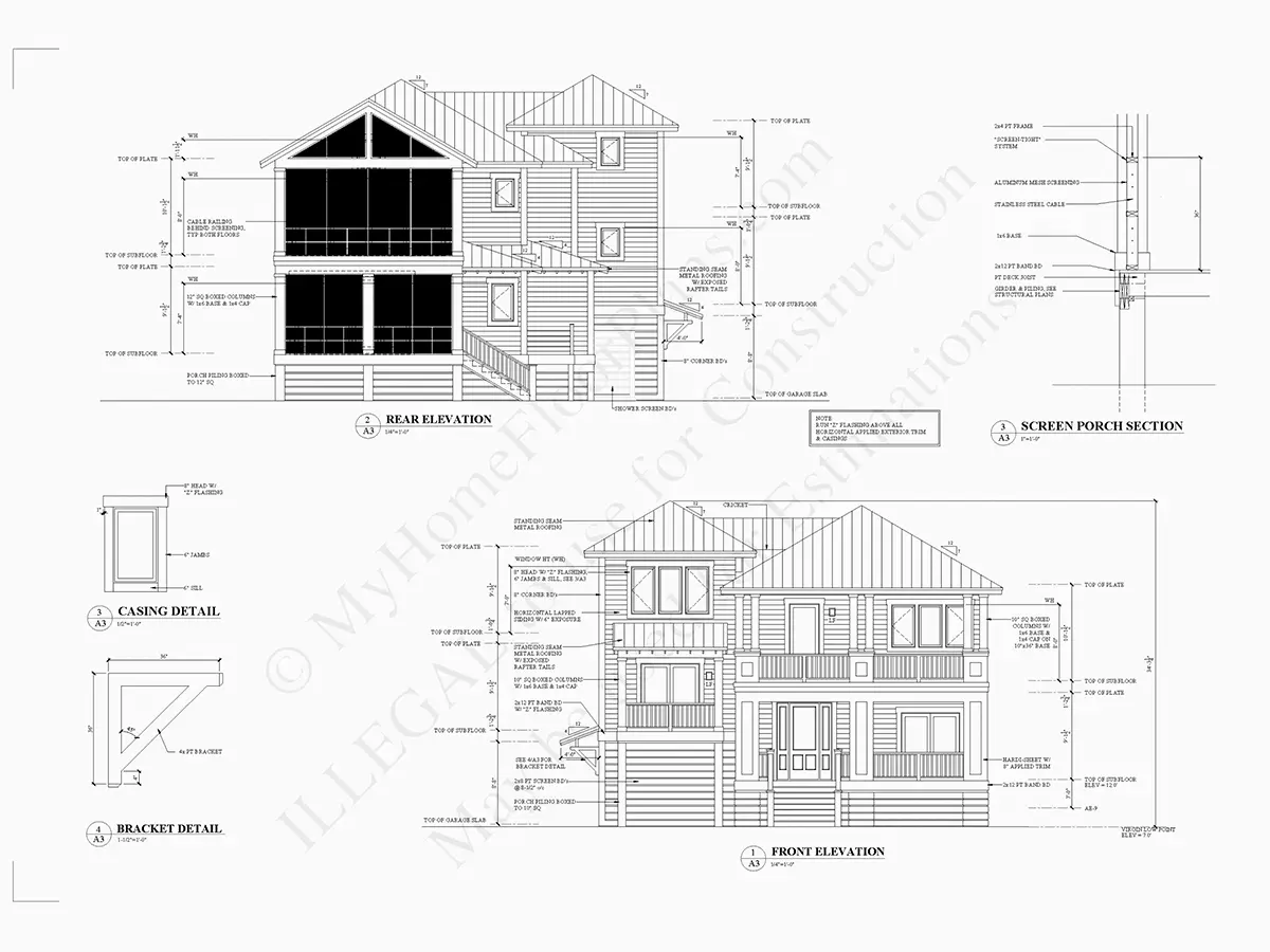 Fasādes 6 – Trīsstāvu mājas projekts 256 m²: 3 Guļamistabas, 5 Vannasistabas, Atvērta virtuve, Garāža — 44310R