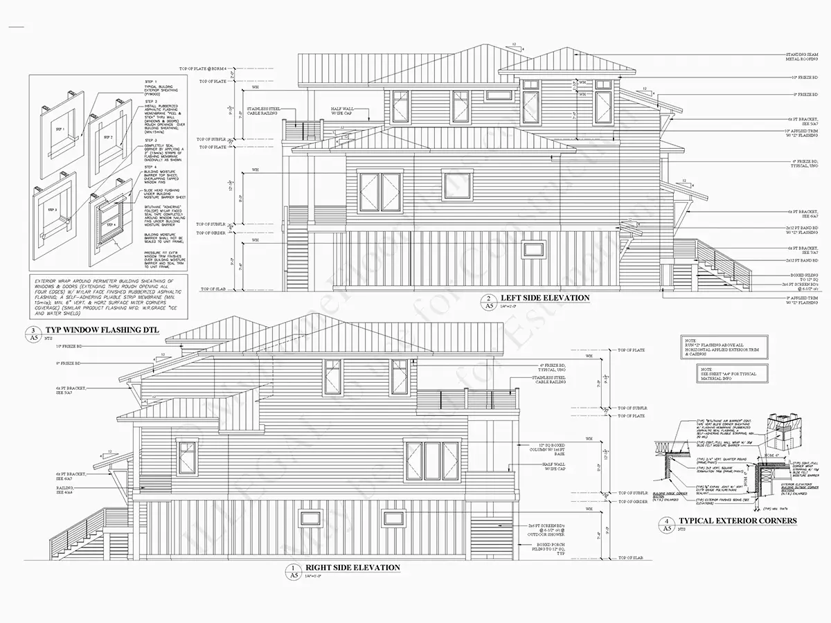 Fasādes 6 – Trīsstāvu mājas projekts 382 m²: 4 Guļamistabas, Darba istaba, 4 Vannasistabas, Atvērta virtuve, Garāža — 24376R