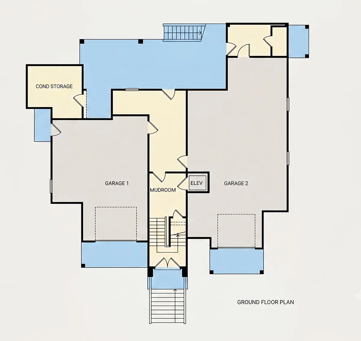 Pagrabs 7 – Trīsstāvu mājas projekts 382 m²: 4 Guļamistabas, Darba istaba, 4 Vannasistabas, Atvērta virtuve, Garāža — 24376R