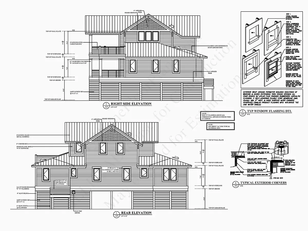 Fasādes 5 – Trīsstāvu mājas projekts 275 m²: 3 Guļamistabas, 3 Vannasistabas, Atvērta virtuve, Garāža — 92647R