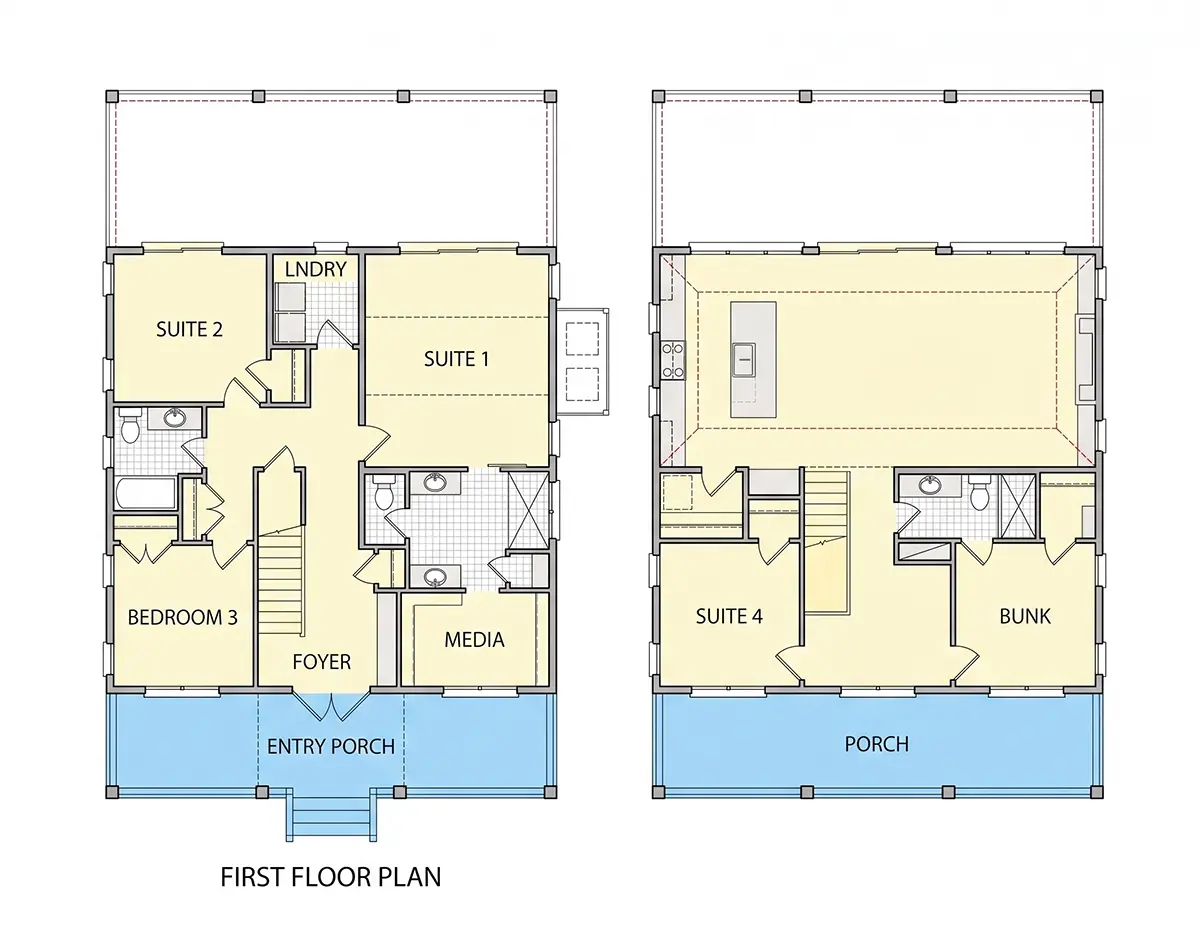 1. stāvs 7 – Trīsstāvu mājas projekts 275 m²: 3 Guļamistabas, 3 Vannasistabas, Atvērta virtuve, Garāža — 92647R