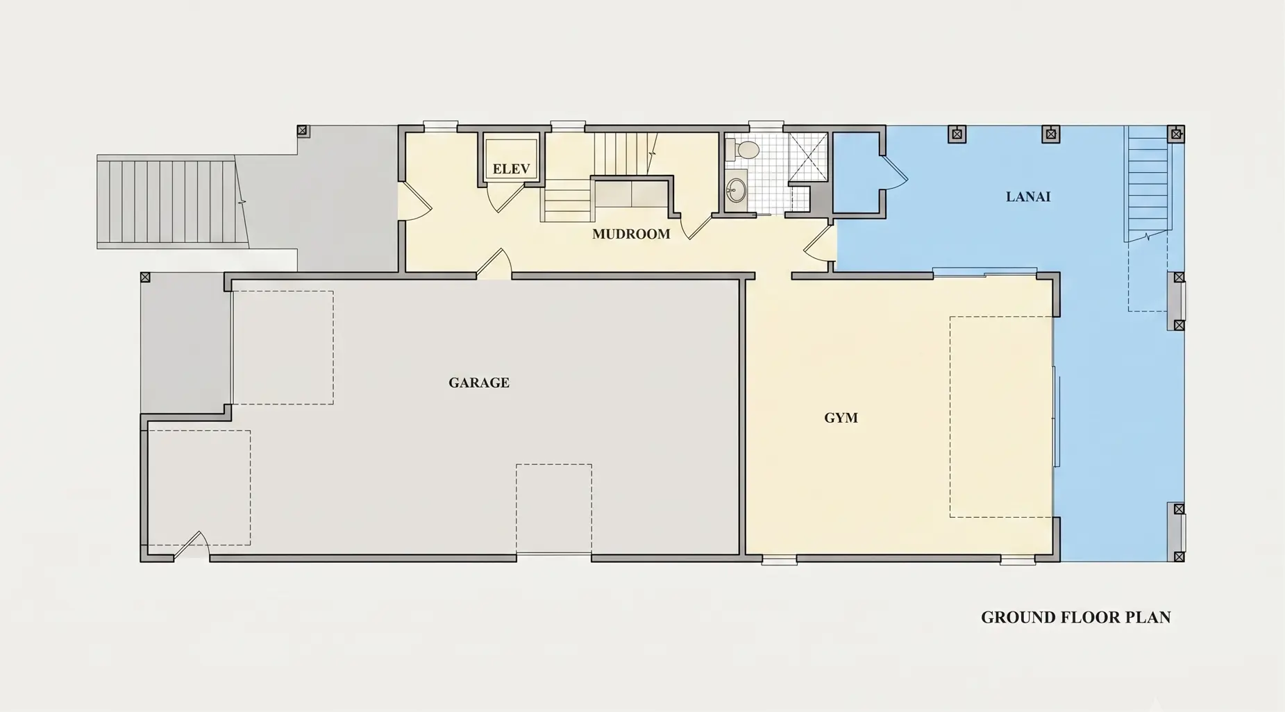 Pagrabs 30 – Trīsstāvu mājas projekts 446 m²: 5 Guļamistabas, Darba istaba, 6 Vannasistabas, Atvērta virtuve, Garāža — 96183R