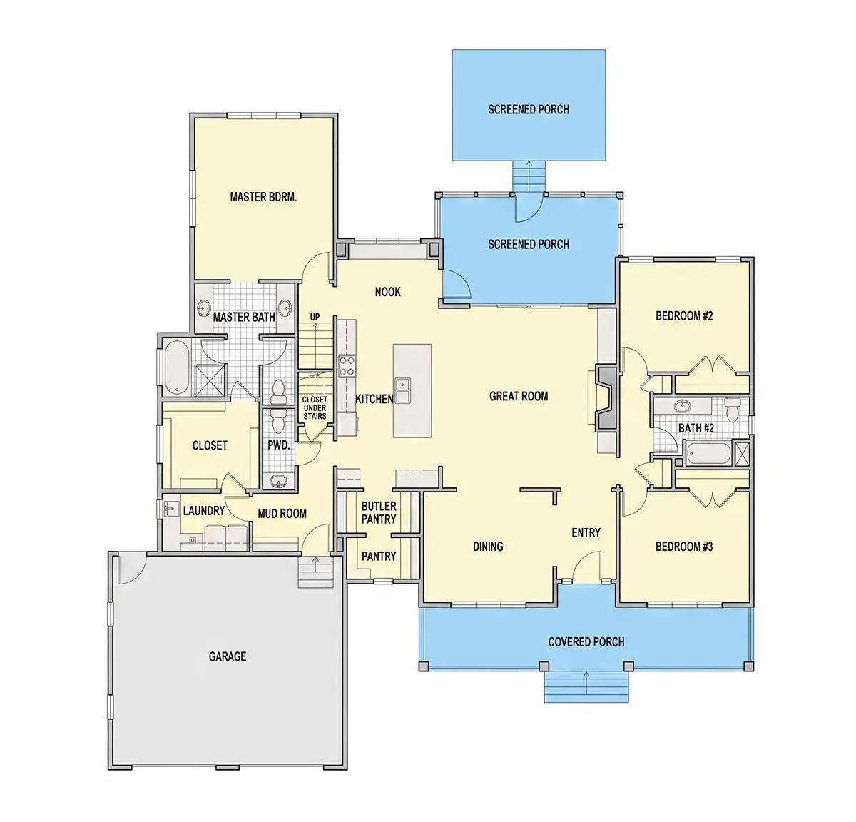 1. stāvs 12 – Mājas projekts ar mansardu 271 m²: 3 Guļamistabas, 4 Vannasistabas, Atvērta virtuve, Garāža — 35545R